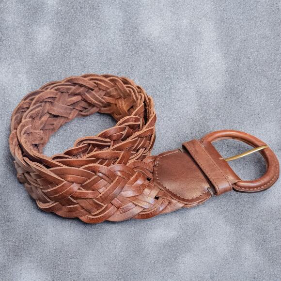 Vintage Y2K Abercrombie & Fitch Brown Braided Leather Belt XS/S display picture 3
